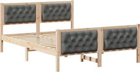 vidaXL Cadru de pat Gri închis 140 x 200 cm Lemn de pin masiv