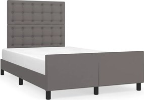 vidaXL Cadru de pat cu tăblie, gri, 120x200 cm, piele ecologică