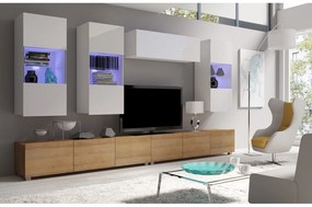 Mobilier living Calabria C5 (Alb + Stejar auriu) (fără iluminat). 1051605