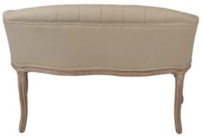 Banchetă shabby chic 2 locuri, cu spătar, bej, stofa, 104x55x70 cm