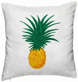 Perna Decorativa, Model Ananas, 40x40 cm, Alb Murdar, Husa Detasabila, Burduf