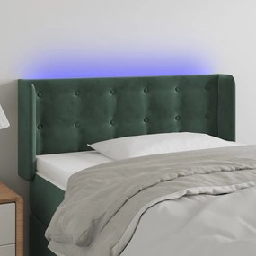 3123703 vidaXL Tăblie de pat cu LED, verde închis, 83x16x78/88 cm, catifea