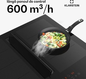 Klarstein Chef-Fusion Down Air System plită cu inducție + hotă 60cm 598 m³/h capacitate evacuare EEC A