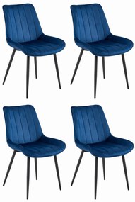 Set 4 Scaune Bucatarie/Dining Kliss Albastre Catifea