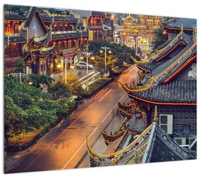 Tablou pe sticlă - Qintai Road, Chengdu, China (70x50 cm)