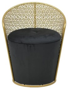 Taburet Velvet Ottoman Black Gold cu spatiu depozitare 60 cm