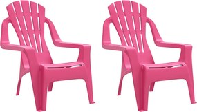 vidaXL Scaune grădină de copii 2 buc. roz 37x34x44 cm PP aspect lemn