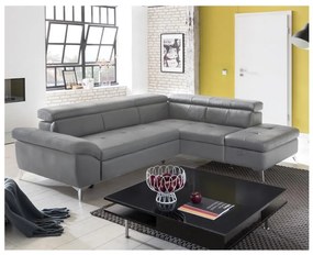 Canapea colțar extensibilă din piele SALERNO II stânga, gri