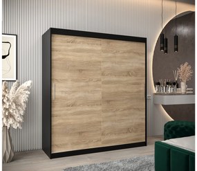 Dulap de haine 180 cm Toki (negru mat + stejar sonoma). 1064838