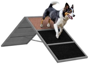 PawHut Rampă de agilitate pentru câini echipament de agilitate cadru în A suprafață antiderapantă 173 x 59 x 66 cm gri | Aosom Romania