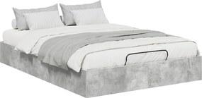 vidaXL Cadru de pat otoman Gri Beton 135 x 190 cm Lemn prelucrat