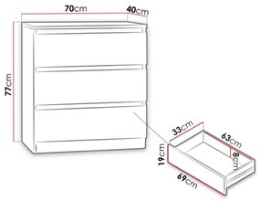 Comodă MALWA 77x70 cm negru