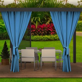 Draperii de grădină impermeabile și albastre, elegante, pentru foișor Lăţime: 155 cm | Lungime: 220 cm