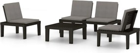 vidaXL Set mobilier de grădină cu perne, 4 piese, gri, plastic
