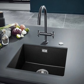 Baterie bucatarie Grohe Atrio dubla comanda antracit periat Hard Graphite