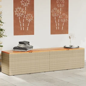 vidaXL Cutie depozitare grădină bej 220x50x54 cm lemn acacia poliratan