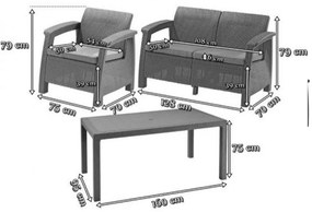 Set de mobilier de grădină Corfu Fiesta, culoare cappuccino, cu pernă nisip
