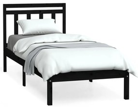 3100553 vidaXL Cadru de pat mic single, negru, 75x190 cm, lemn masiv