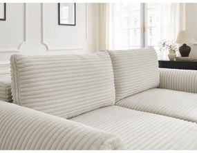 Canapea crem extensibilă cu tapițerie din catifea reiată 257 cm Lucien – Bobochic Paris