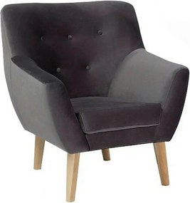 Fotoliu NORDIC 1, stofa catifelata gri - Bluvel 14, 76x75x90 cm
