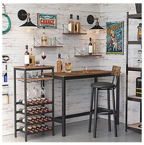 Raft pentru vinuri, Vasagle, 20 sticle, Maro Rustic, LWR020B01, 50 x 32 x 100 cm