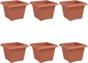 vidaXL Vază pătrată pentru flori 6 pcs Roșu cărămidă 23 x 23 x 17,5 cm