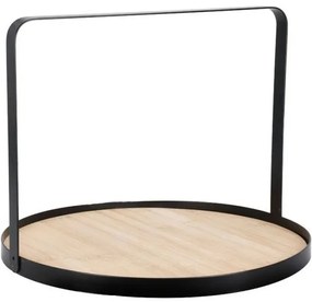 Tavă rotundă din bambus cu mâner metalic EH, 35 cm