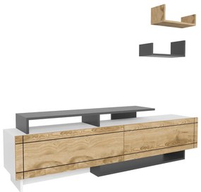 Mobilier living Tammeko (alb + Stejar + antracit). 1107320