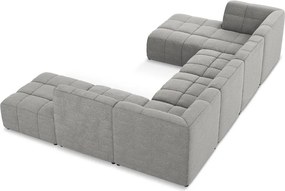 Colțar gri cu tapițerie din țesătură bouclé (în formă de "U") Aloha – Makamii