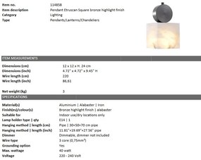 Lustra design LUX Etruscan Square, metal finisaj bronz 114858 HZ