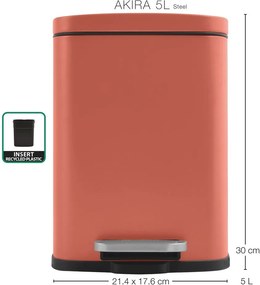 Coș de gunoi teracotă cu pedală din oțel 5 l Akira – Spirella