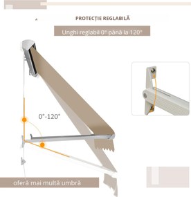 Outsunny Perdea de Soare Rulanta de Perete Bej, 180x70cm | Aosom Romania