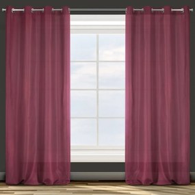 Draperie de lux de culoare burgundă pentru camera de zi cu agățat pe cercuri 140 x 250 cm