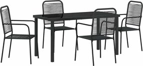 vidaXL Set de masă pentru grădină 5 pcs Negru
