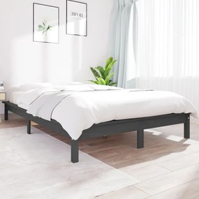 vidaXL Cadru de pat, gri, 140x200 cm, lemn masiv de pin