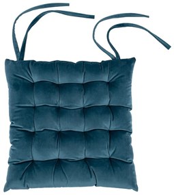Pernă scaun din catifea Tiseco Home Studio, 37 x 37 cm, albastru