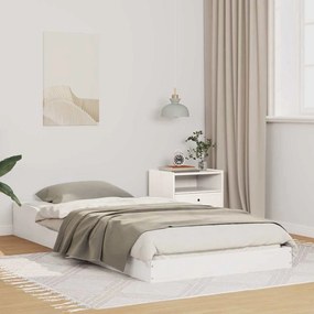 vidaXL Cadru de pat Alb 75 x 190 cm Lemn masiv de pin