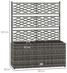 Outsunny Jardinieră de Gradină Autoportantă, Pat de Flori pentru Plante Cățărătoare, Design Modern, 84x30x107cm, Gri Deschis | Aosom Romania
