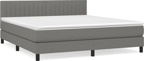vidaXL Pat box spring cu saltea, gri închis, 180x200 cm, textil
