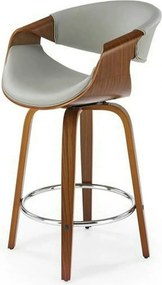 Scaun bar H123, gri/nuc, piele ecologica/placaj/metal, 55x51x91 cm