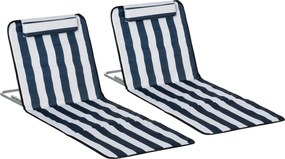 Outsunny Șezlong pliabil cu pernă șezlong de grădină cu spătar reglabil în 5 poziții geantă de transport Albastru | Aosom Romania