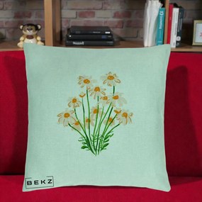 Perna Decorativa Margarete Camp, 40x40 cm, Verde Menta, Husa Detasabila, Perna Inclusa, BEKZ®