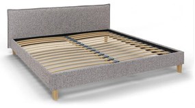 Pat matrimonial gri cu tăblie și somieră 200x200 cm Tina – Ropez