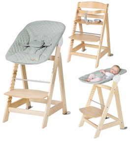 Scaun de masă pentru bebe verde deschis/în culoare naturală Style Born Up 2in1 – Roba