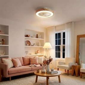 Brilagi - Corp de iluminat LED dimabil cu ventilator LED/38W/230V 50 cm roz/stejar + telecomandă