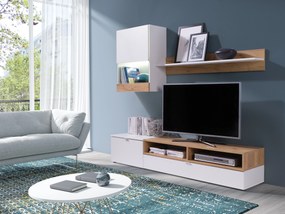 Mobilier living Raha (alb + stejar auriu). 1087433