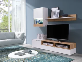 Mobilier living Raha (alb + stejar auriu). 1087433