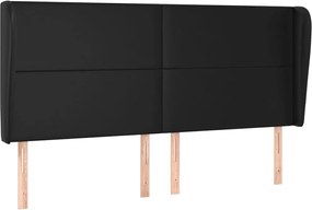 vidaXL Tăblie de pat cu aripioare, negru, 183x23x118/128 cm, piele eco