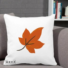 Perna Decorativa Frunza de Toamna Portocalie, 40x40 cm, Alba Mata, Husa Detasabila, Perna Inclusa, BEKZ®