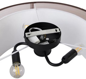 Plafoniera moderna maro cu alb 50 cm 3 lumini - Drum Duo